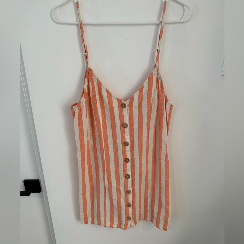 Show me your Mumu orange linen striped dress